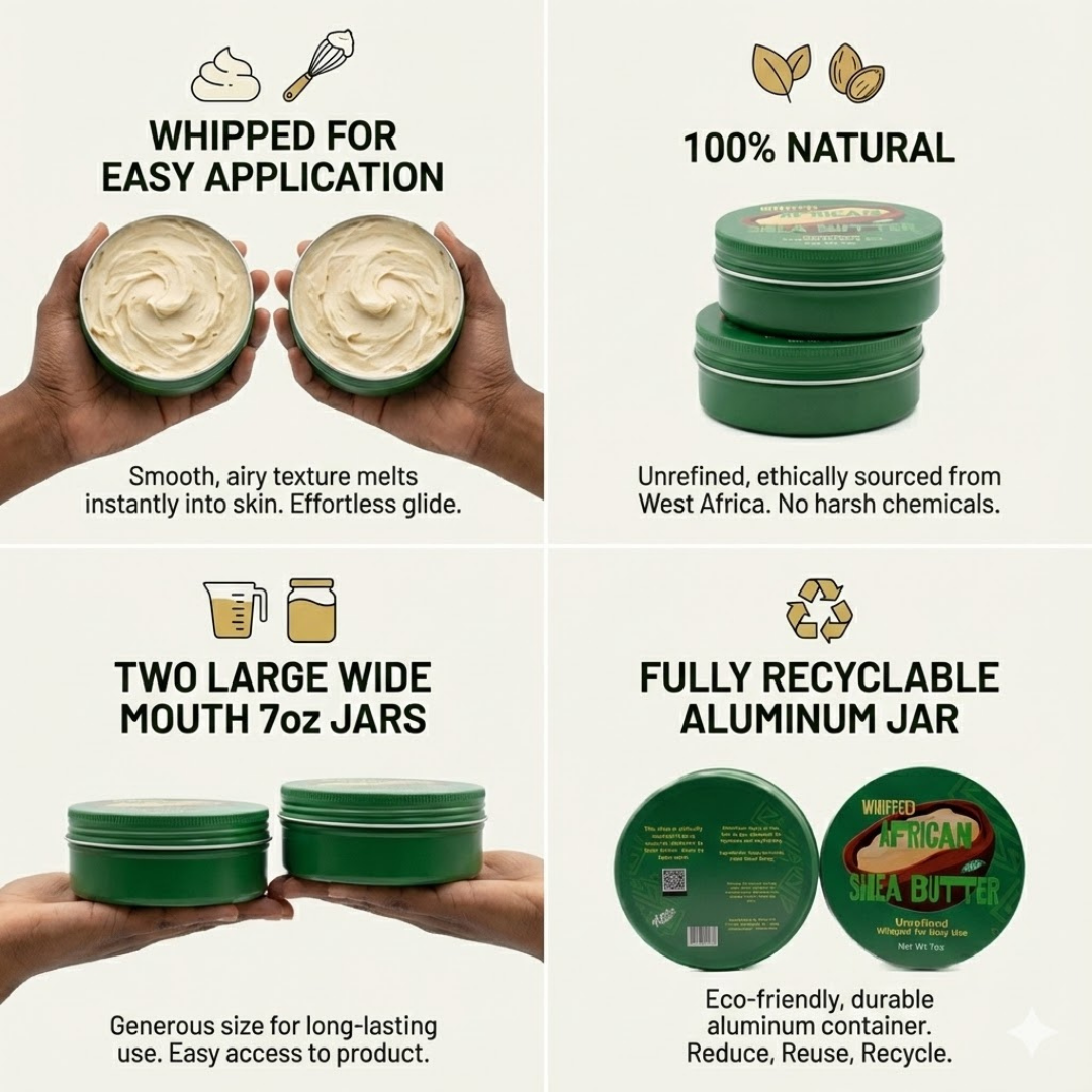 Whipped African Shea Butter 2-Pack - Value Bundle for Stretch Marks & Deep Skin Repair